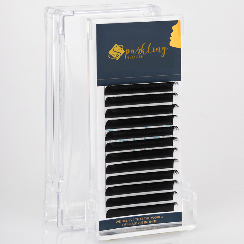 12 λωρίδες Easy Fan Volume Lash Extensions 0,07 D Curl Korean PBT Lashes