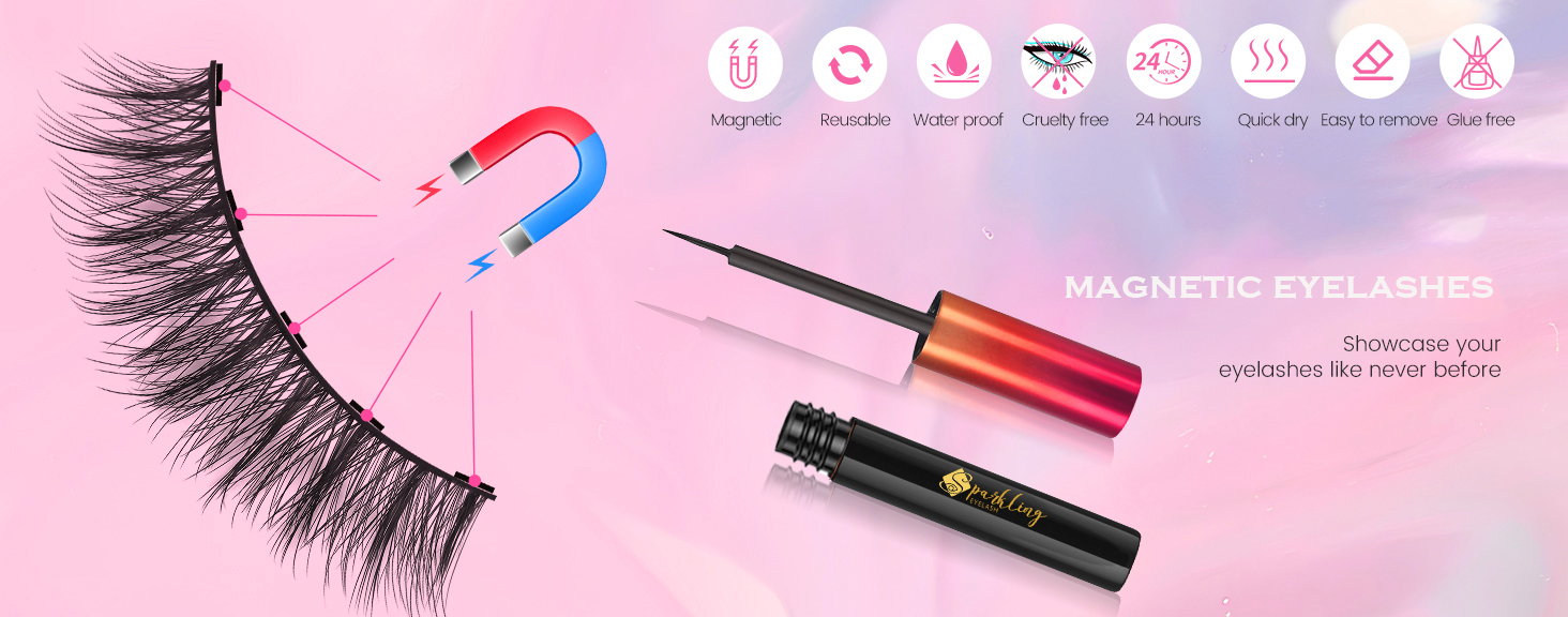 Αποκτήστε το τέλειο Glam look με το Pingdu Sparkling Eyelash® 3D Magnetic Eyelash Kit