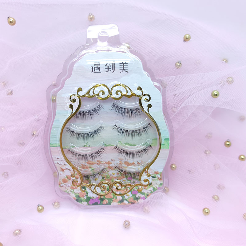 3D Faux Mink Lashes 4 Ζεύγη συνθετικών βλεφαρίδων με διάφανο ιμάντα όγκου