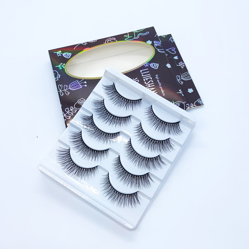 5 Ζεύγη 3D Faux Mink Eyelashes Handmade Volume Fluffy Dramatic Eyelashes