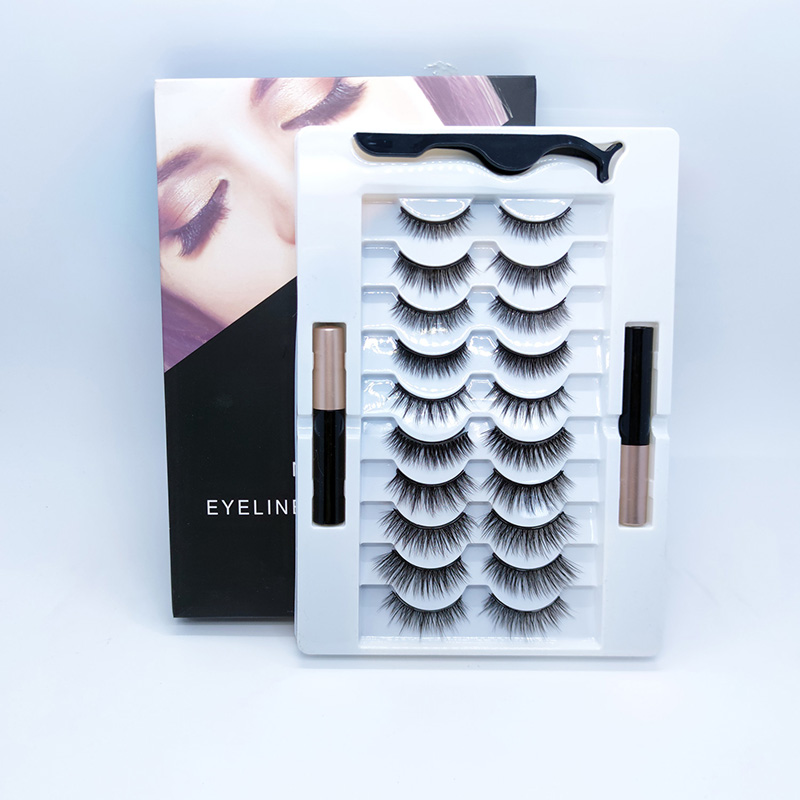 Κιτ 6D Magnetic Eyelashes Eyeliner Natural Looking Πακέτο 10 ζευγαριών