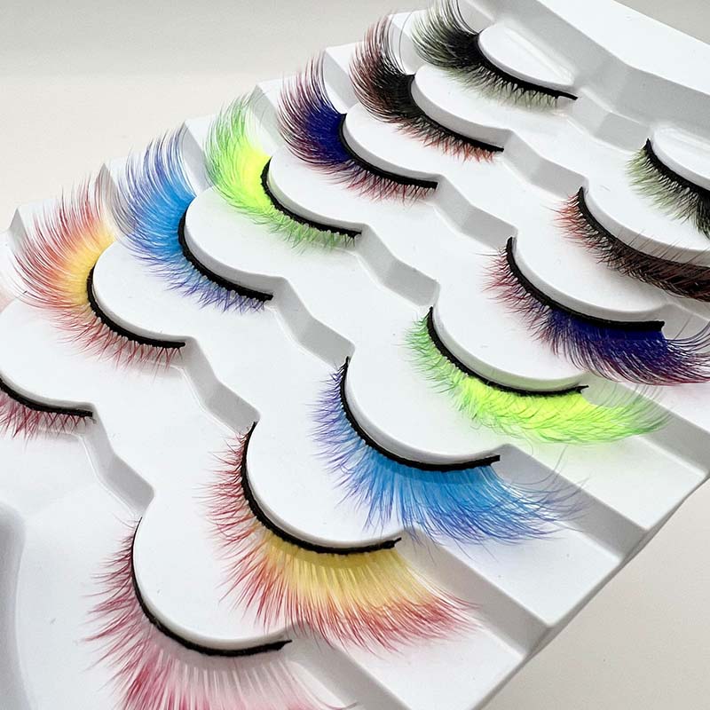 7 Pairs Pack Color Cat Eye Ψεύτικες βλεφαρίδες