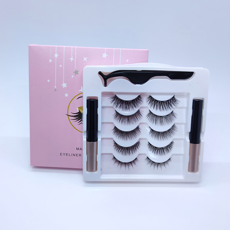 Αφρώδης μαγνητική βλεφαρίδα με κιτ eyeliner 5 ζεύγη 5 διαφορετικών βλεφαρίδων μακιγιάζ