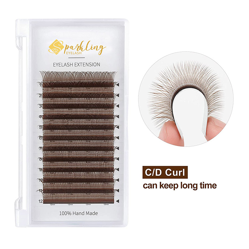 YY Eyelashes Extension Lashes Brown C Curler 0,07mm 8-15mm Mixed Lash